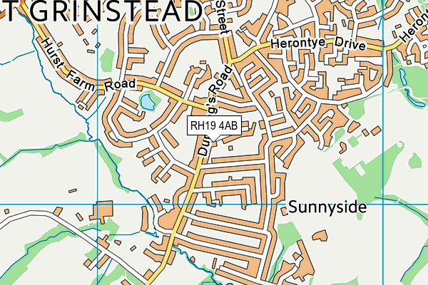 RH19 4AB map - OS VectorMap District (Ordnance Survey)