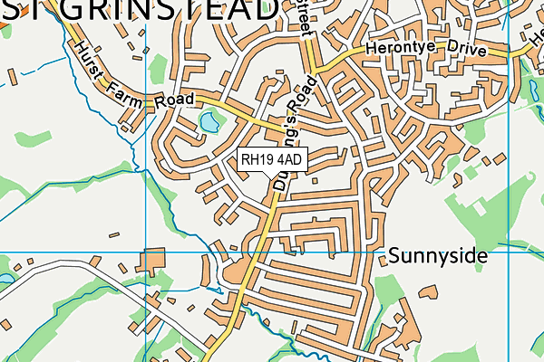 RH19 4AD map - OS VectorMap District (Ordnance Survey)