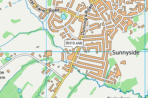 RH19 4AN map - OS VectorMap District (Ordnance Survey)