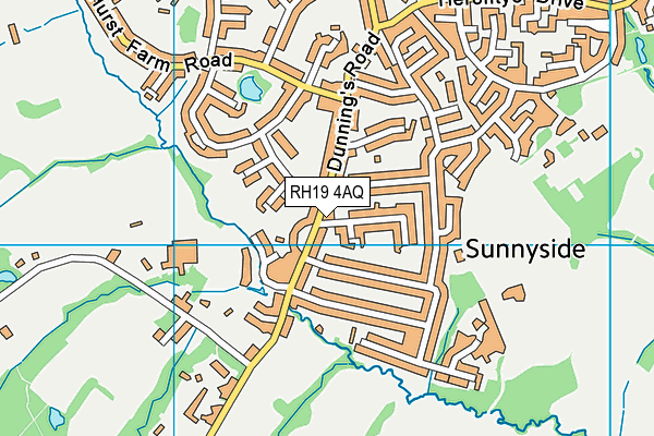 RH19 4AQ map - OS VectorMap District (Ordnance Survey)