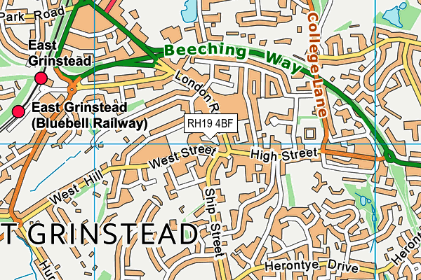 RH19 4BF map - OS VectorMap District (Ordnance Survey)
