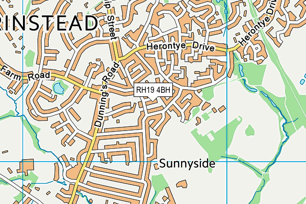 RH19 4BH map - OS VectorMap District (Ordnance Survey)