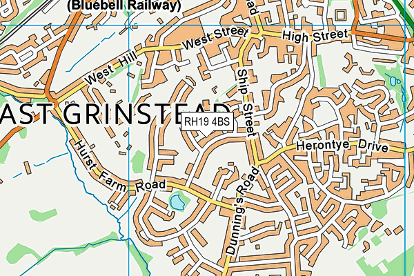 RH19 4BS map - OS VectorMap District (Ordnance Survey)