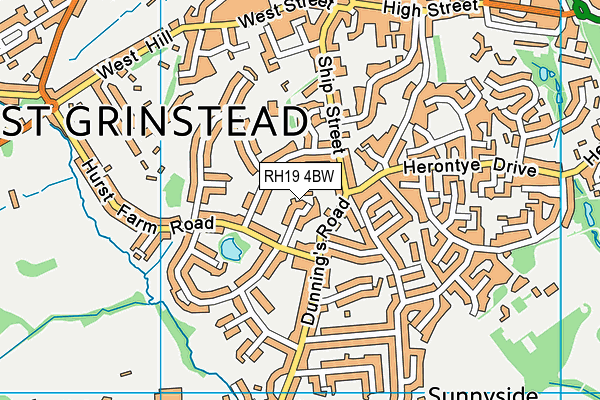 RH19 4BW map - OS VectorMap District (Ordnance Survey)