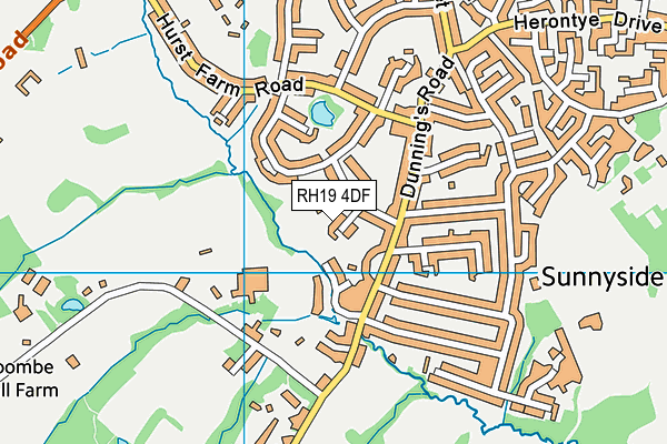 RH19 4DF map - OS VectorMap District (Ordnance Survey)
