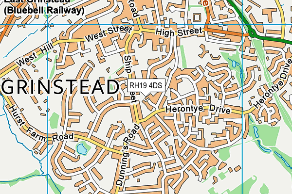 RH19 4DS map - OS VectorMap District (Ordnance Survey)