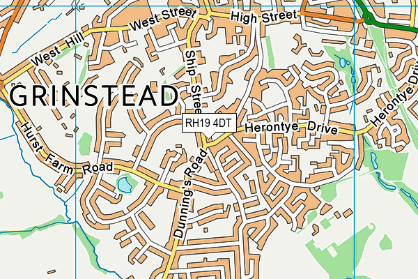 RH19 4DT map - OS VectorMap District (Ordnance Survey)