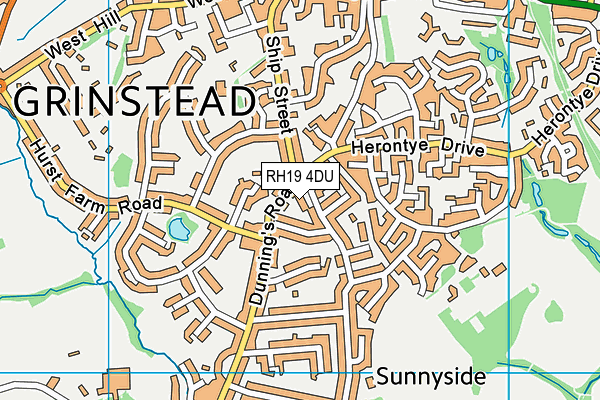 RH19 4DU map - OS VectorMap District (Ordnance Survey)