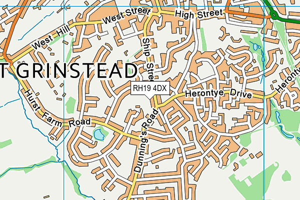 RH19 4DX map - OS VectorMap District (Ordnance Survey)