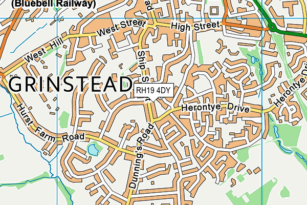 RH19 4DY map - OS VectorMap District (Ordnance Survey)