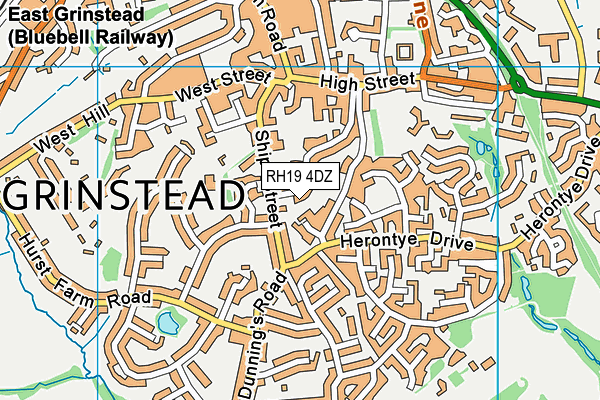 RH19 4DZ map - OS VectorMap District (Ordnance Survey)