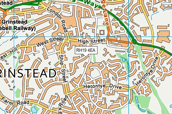 RH19 4EA map - OS VectorMap District (Ordnance Survey)