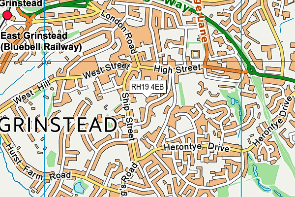 RH19 4EB map - OS VectorMap District (Ordnance Survey)