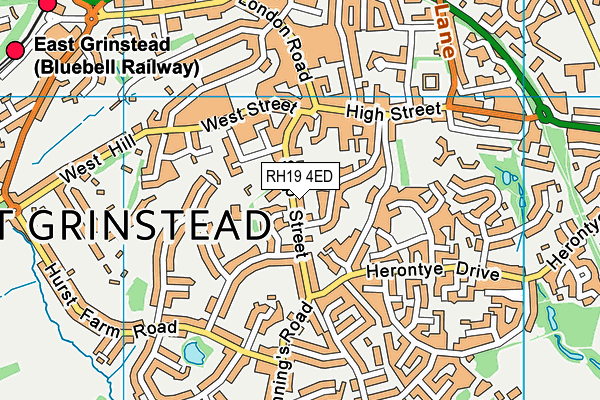 RH19 4ED map - OS VectorMap District (Ordnance Survey)