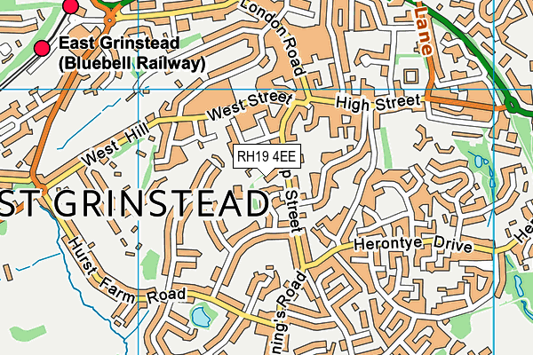 East Grinstead Tennis, Squash & Racketball Club map (RH19 4EE) - OS VectorMap District (Ordnance Survey)