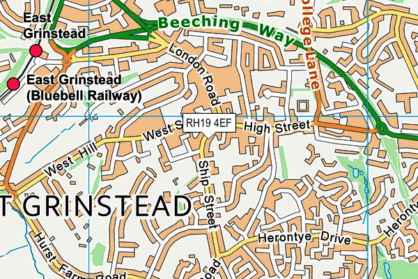 RH19 4EF map - OS VectorMap District (Ordnance Survey)