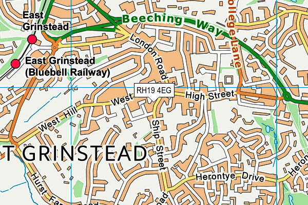 RH19 4EG map - OS VectorMap District (Ordnance Survey)