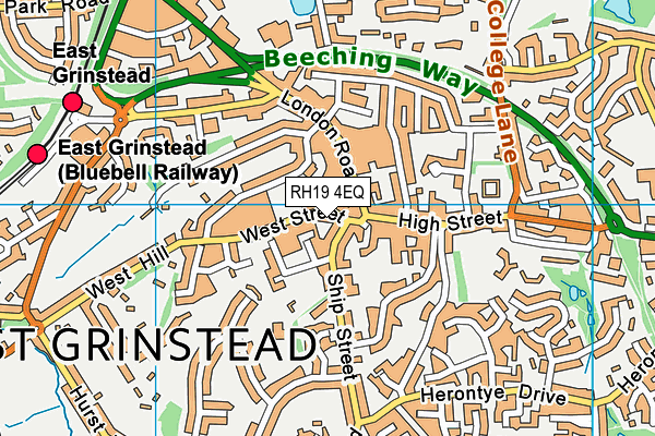 RH19 4EQ map - OS VectorMap District (Ordnance Survey)