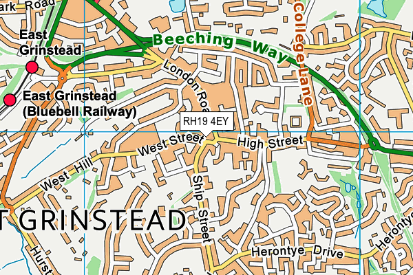 RH19 4EY map - OS VectorMap District (Ordnance Survey)