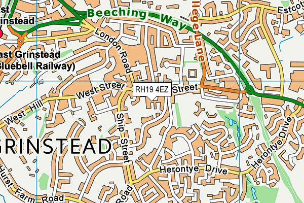 RH19 4EZ map - OS VectorMap District (Ordnance Survey)