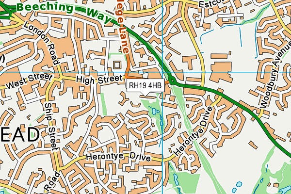 RH19 4HB map - OS VectorMap District (Ordnance Survey)