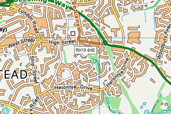 RH19 4HE map - OS VectorMap District (Ordnance Survey)