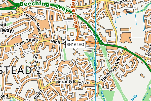 RH19 4HQ map - OS VectorMap District (Ordnance Survey)
