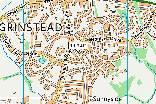 RH19 4JT map - OS VectorMap District (Ordnance Survey)