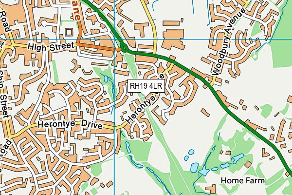 RH19 4LR map - OS VectorMap District (Ordnance Survey)