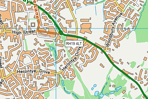 RH19 4LT map - OS VectorMap District (Ordnance Survey)