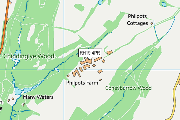 Philpots Manor School map (RH19 4PR) - OS VectorMap District (Ordnance Survey)