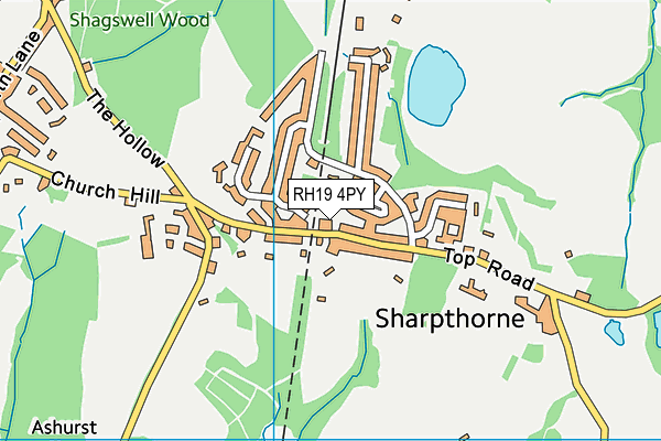 RH19 4PY map - OS VectorMap District (Ordnance Survey)