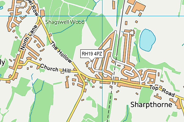 RH19 4PZ map - OS VectorMap District (Ordnance Survey)