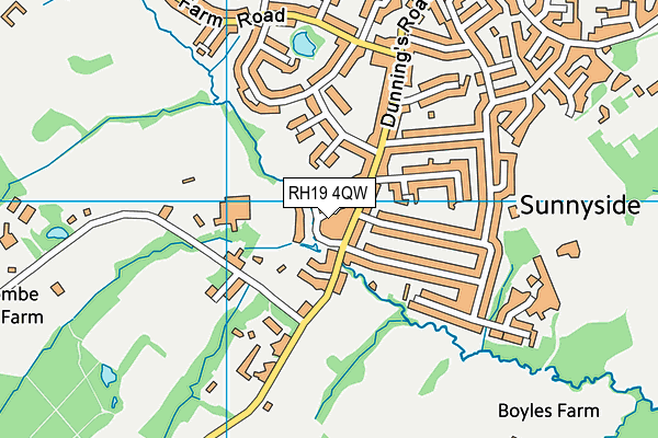 RH19 4QW map - OS VectorMap District (Ordnance Survey)