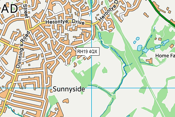 RH19 4QX map - OS VectorMap District (Ordnance Survey)