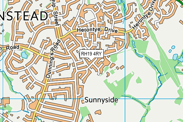 RH19 4RY map - OS VectorMap District (Ordnance Survey)
