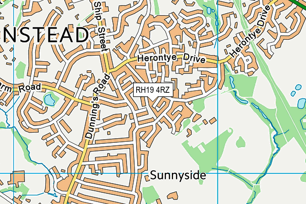RH19 4RZ map - OS VectorMap District (Ordnance Survey)