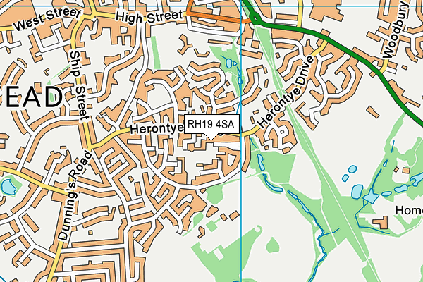 RH19 4SA map - OS VectorMap District (Ordnance Survey)