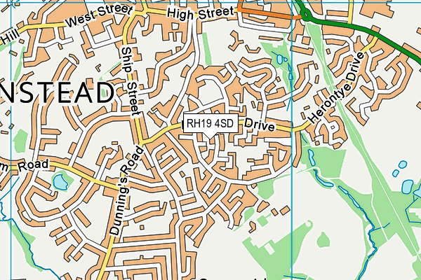 RH19 4SD map - OS VectorMap District (Ordnance Survey)