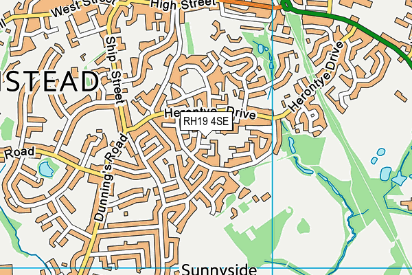RH19 4SE map - OS VectorMap District (Ordnance Survey)