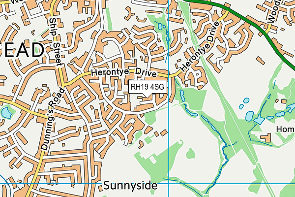 RH19 4SG map - OS VectorMap District (Ordnance Survey)