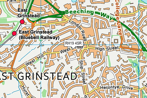 RH19 4SR map - OS VectorMap District (Ordnance Survey)