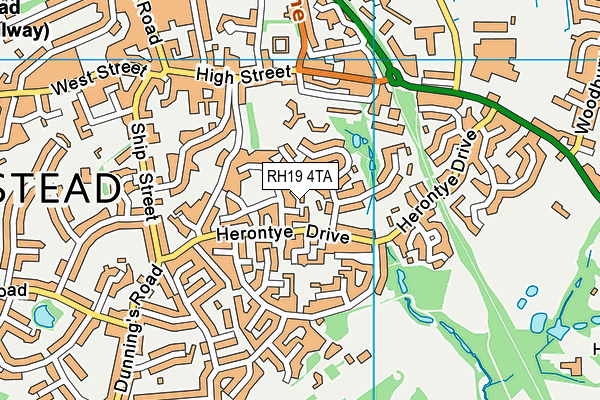 RH19 4TA map - OS VectorMap District (Ordnance Survey)