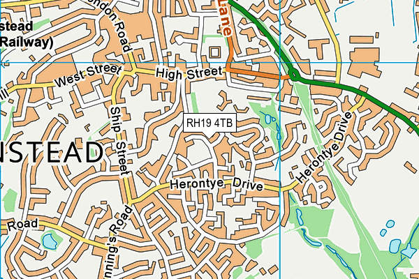 RH19 4TB map - OS VectorMap District (Ordnance Survey)