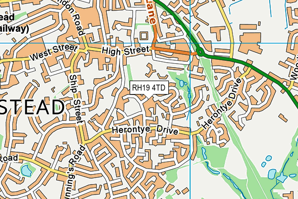 RH19 4TD map - OS VectorMap District (Ordnance Survey)