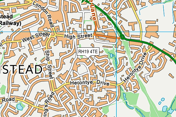 RH19 4TE map - OS VectorMap District (Ordnance Survey)
