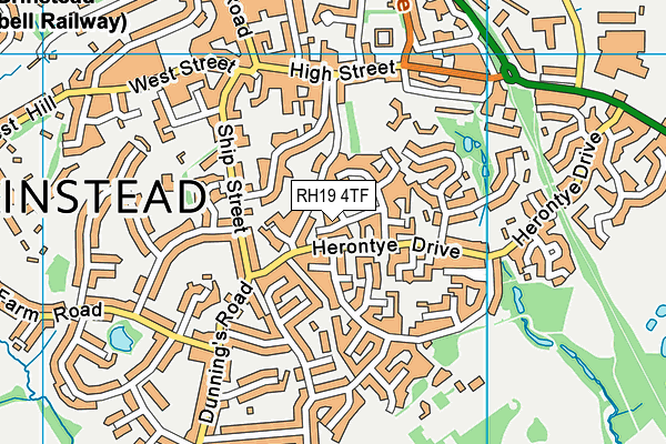 RH19 4TF map - OS VectorMap District (Ordnance Survey)