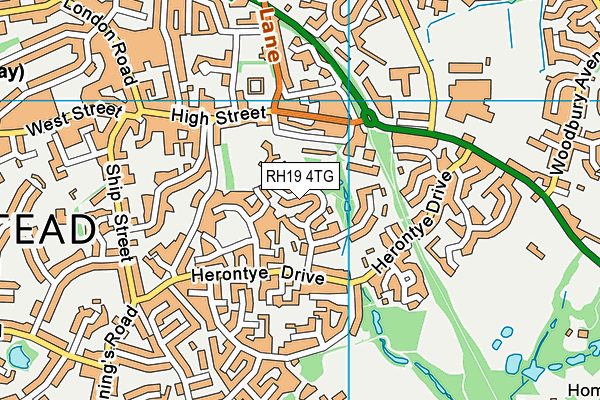 RH19 4TG map - OS VectorMap District (Ordnance Survey)