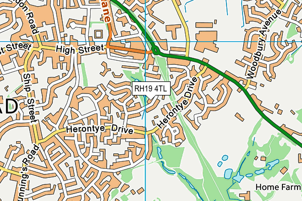 RH19 4TL map - OS VectorMap District (Ordnance Survey)