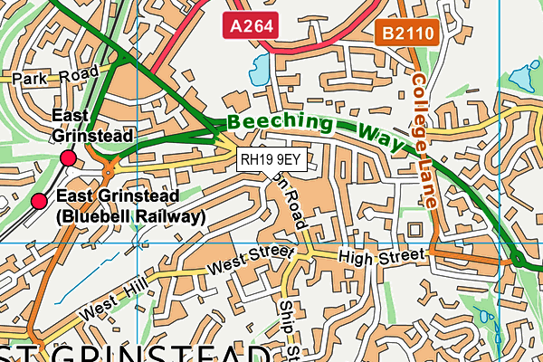 RH19 9EY map - OS VectorMap District (Ordnance Survey)